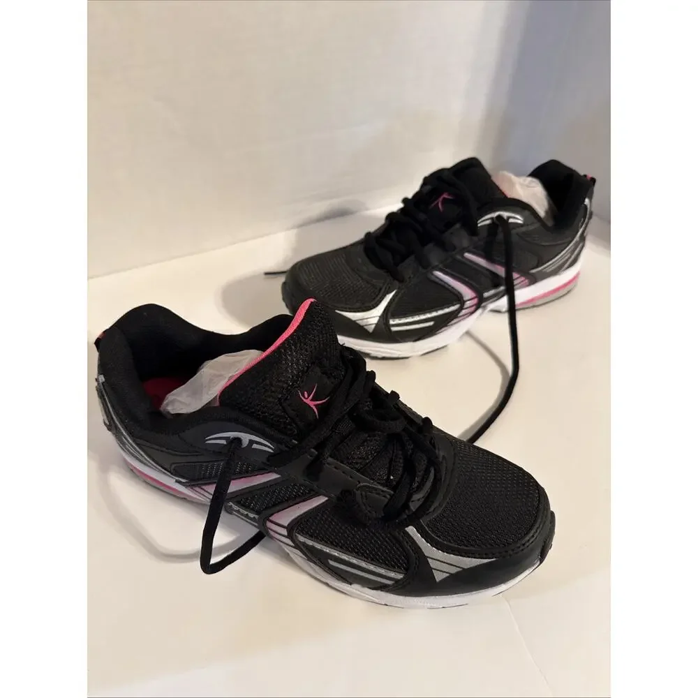 New Danskin Now Womens Athletic Shoes Black Pink Lace Up Low Top Mesh Size 9